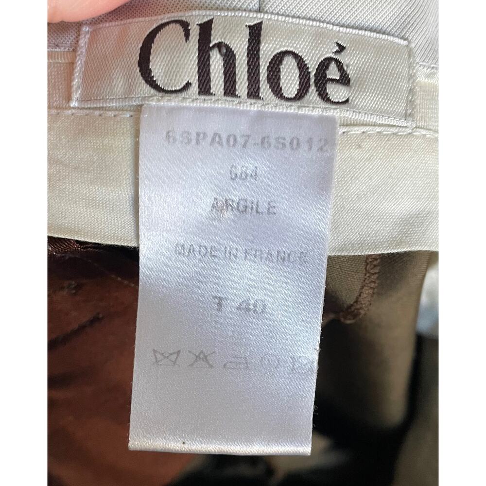 Chloe Designer Paris Silk Crop Pants Army Green Size 10 - Picture 7 of 8